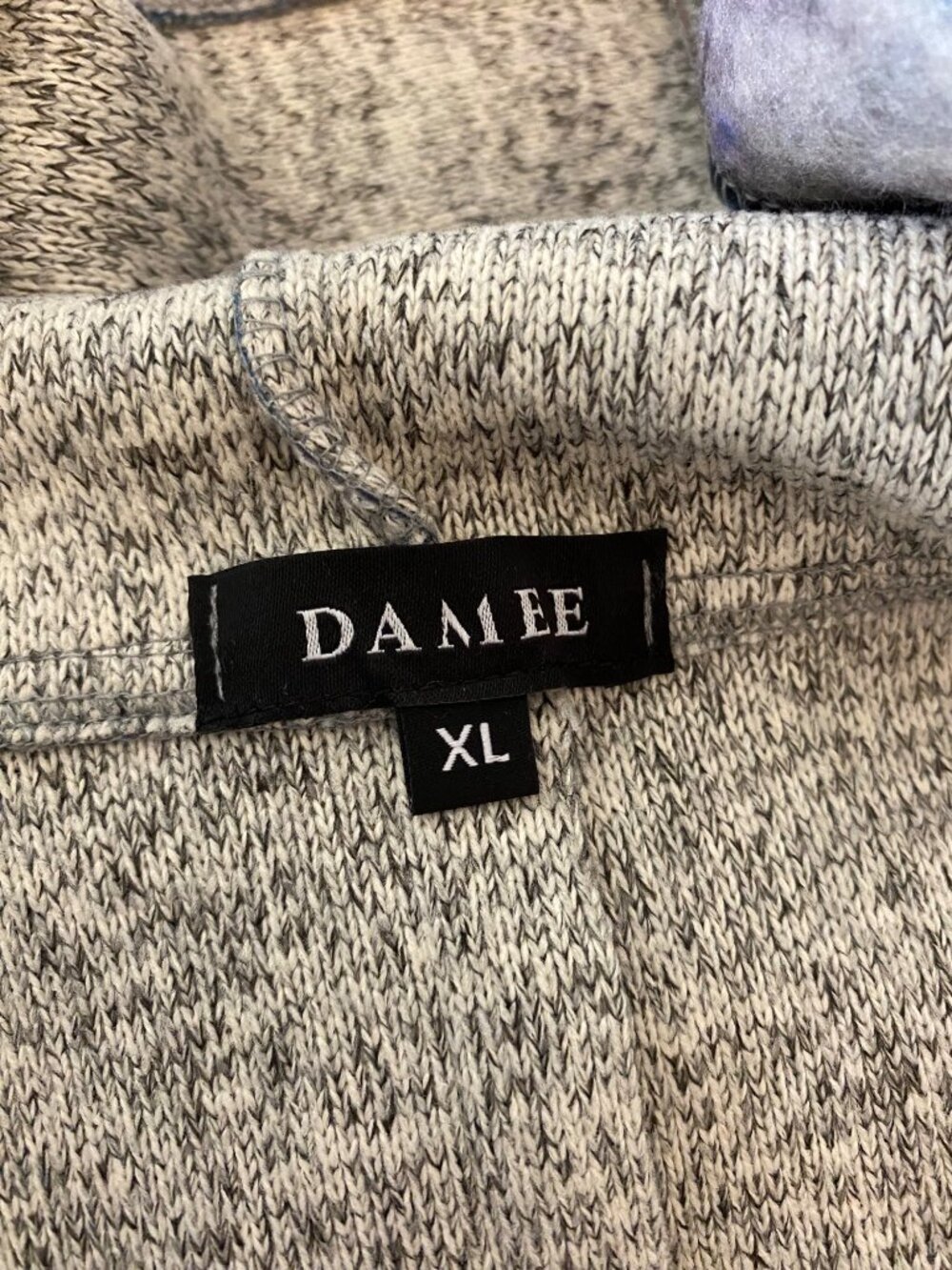 Damee Abstract Print Hooded Jacket With Button Closure Blue Multicolor XL - Picture 4 of 12